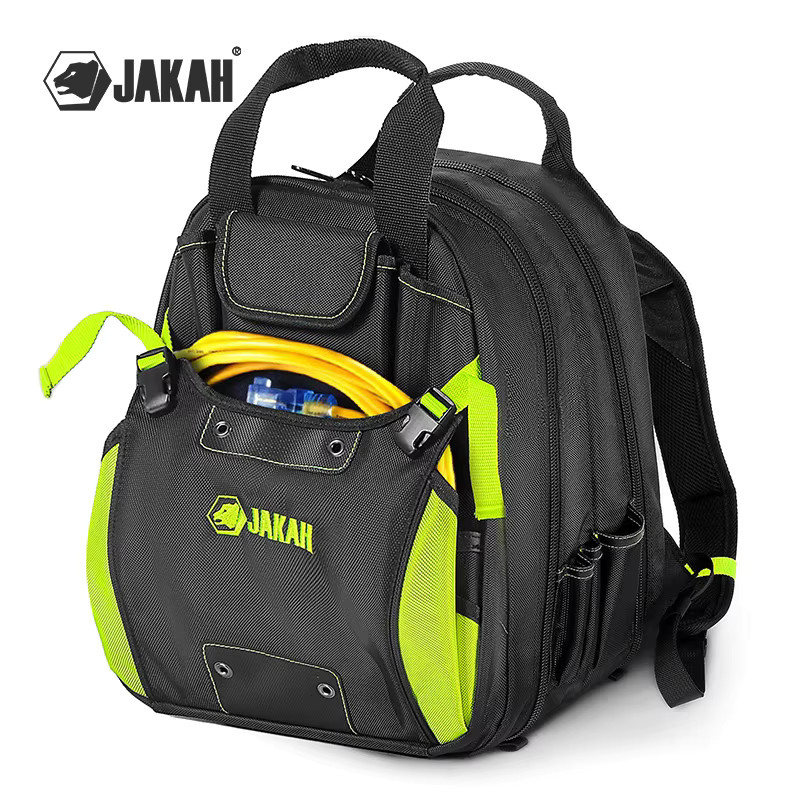 Jakah Werkzeugrucksack HL088 mit 42 Taschen, robuster Werkzeug-Organizer mit wasserdichtem Boden und abnehmbarem Werkzeugträger - Bild 6