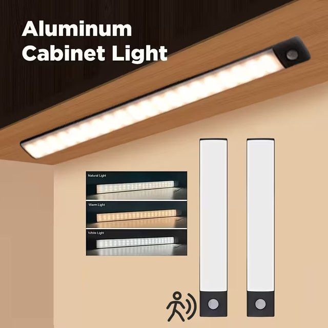 VENUSWING Ultradünnes Bewegungsmelder-Licht mit magnetischer Halterung, USB wiederaufladbar, 3-Farben-Einstellung für Schrank und Home-Office, Weiß - Bild 1