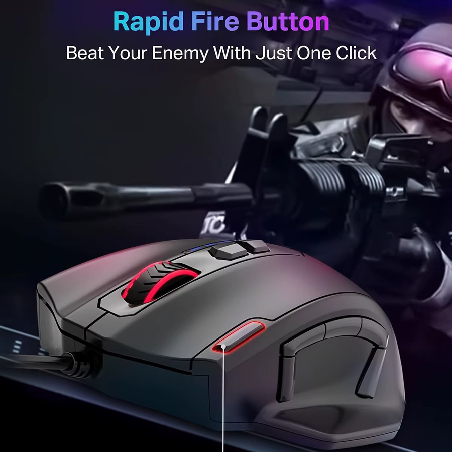 E-YOOSO X-41PRO Gaming-Maus mit RGB-Hintergrundbeleuchtung und 11 programmierbaren Seitentasten in Schwarz - Bild 2