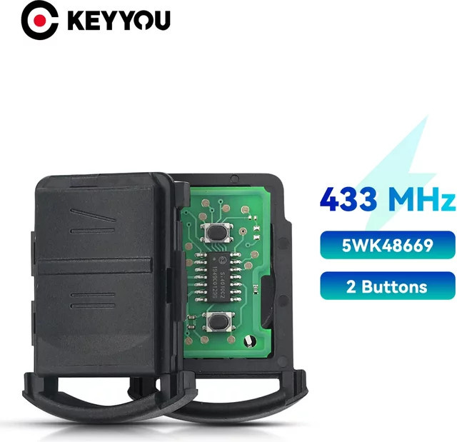 KEYYOU 5er Set Auto Fernbedienung Schlüsselanhänger 2 Tasten 433MHz für Opel Vauxhall Corsa C Combo Tigra B Meriva a2001-2004 5WK48668 Schwarz ohne Klinge - Bild 1