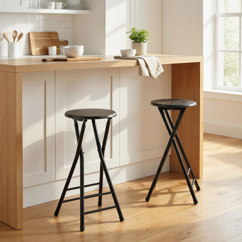 HOMCOM Barhocker 2er Set klappbar mit Stahlgestell in Schwarz - Bild 2