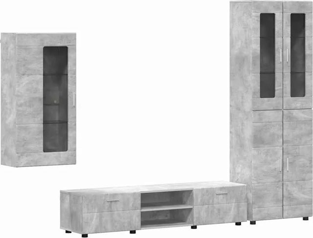 vidaXL TV-Schrankset in Beton Grau mit Schubladen und Regalen aus Holzwerkstoff, B/T/H: 150,0 x 39,0 x 70,1 cm - Bild 1