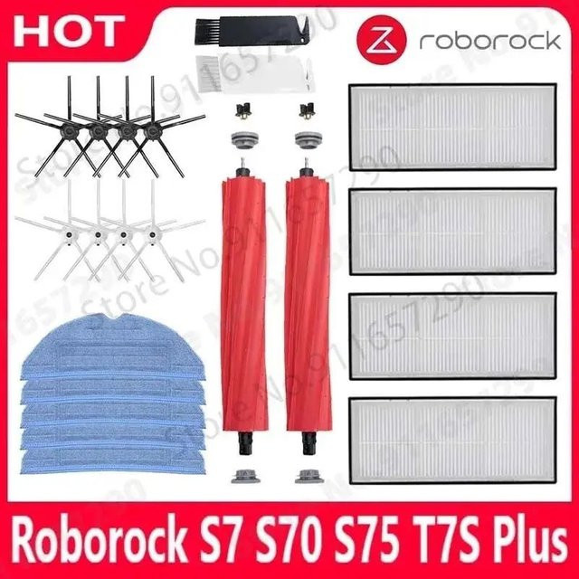 Roborock S7 S75 S7 MaxV T7S Plus Zubehör-Set mit HEPA-Filter, Hauptbürste, Wischtuch und Seitenbürste - Bild 1