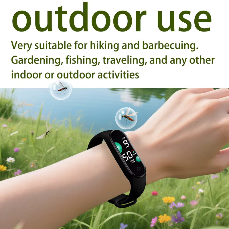 Lenovo Mückenabwehr-Armband mit Ultraschall, physikalische Mückenabwehr für Sport und Outdoor, Farben: Orange und Schwarz - Bild 4