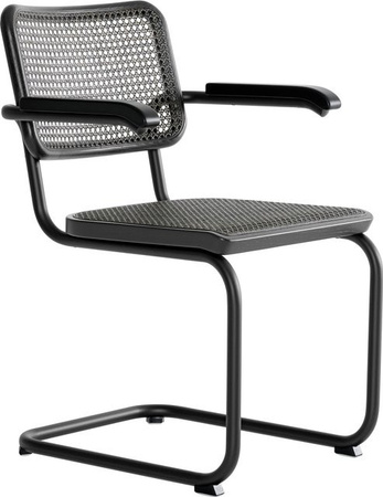 Thonet S 64 V Freischwinger mit Cantilever-Gestell in Dark Melange und Eiche