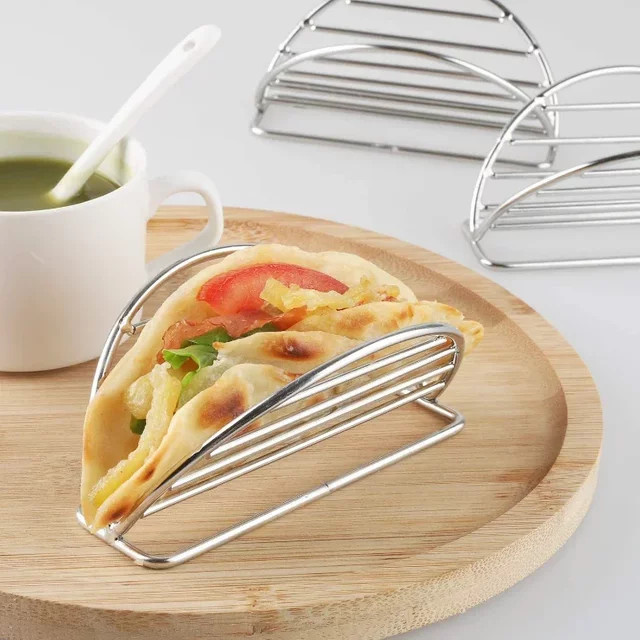 Edelstahl Taco Halter in Silber für Tacos, Burritos und Snacks - Bild 1