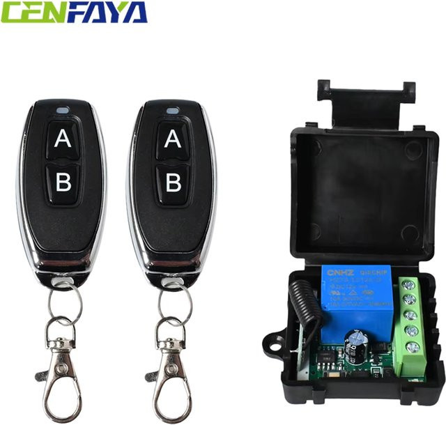 CENFAYA Drahtlose Fernbedienung Schalter Relais Modul 433MHz DC 12V mit AB Hand Sender für LED Lampen und industrielle Steuerung - Bild 1