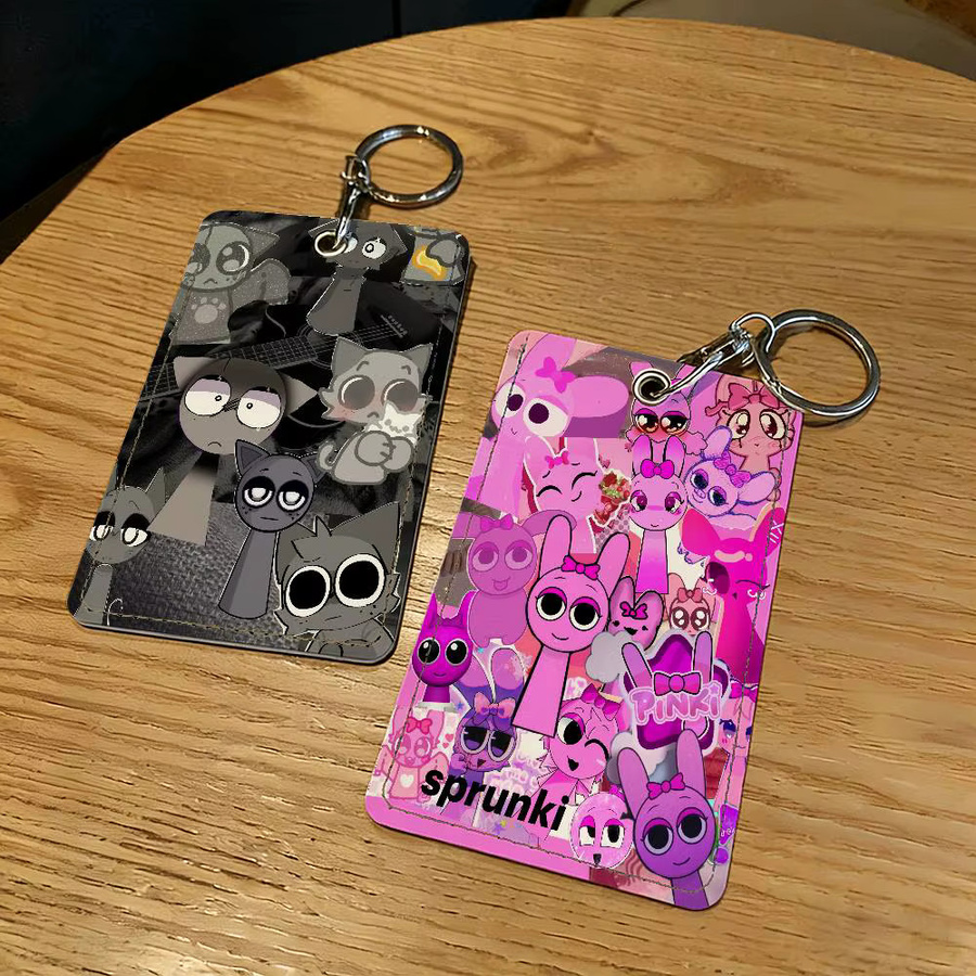 Sprunki Cartoon Kartenhalter mit Schlüsselanhänger für Student ID und Campus Zugang, Multicolor, Kunststoff - Bild 2