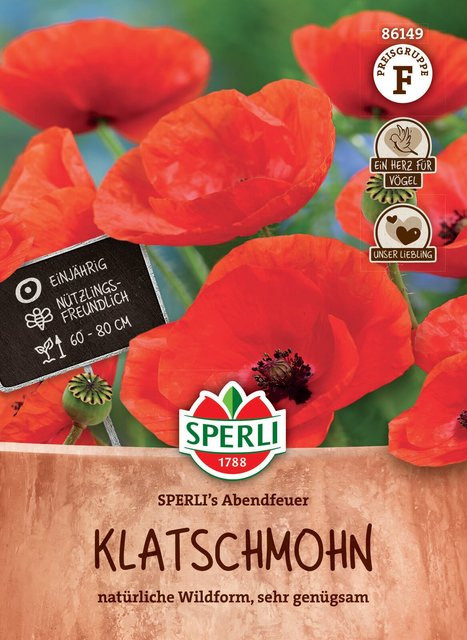 SPERLI Klatschmohn-Samen Abendfeuer, rote Blumen für den Garten - Bild 1