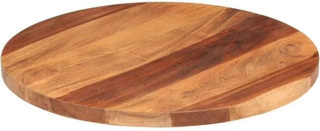 vidaXL Tischplatte aus Massivholz Akazie Rund, Braun, Durchmesser: 50 cm, Stärke: 25-27 mm - Bild 1