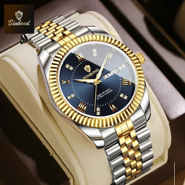 BINBOND Armbanduhr, Quarz, Edelstahl, Blau, Herren - Bild 1