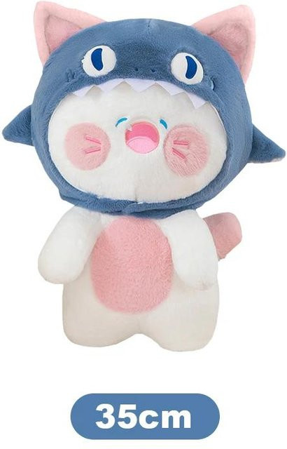 Yiran toy Kawaii Haifisch Katze Plüschtier, mit abnehmbarem Hut, Blau - Bild 1