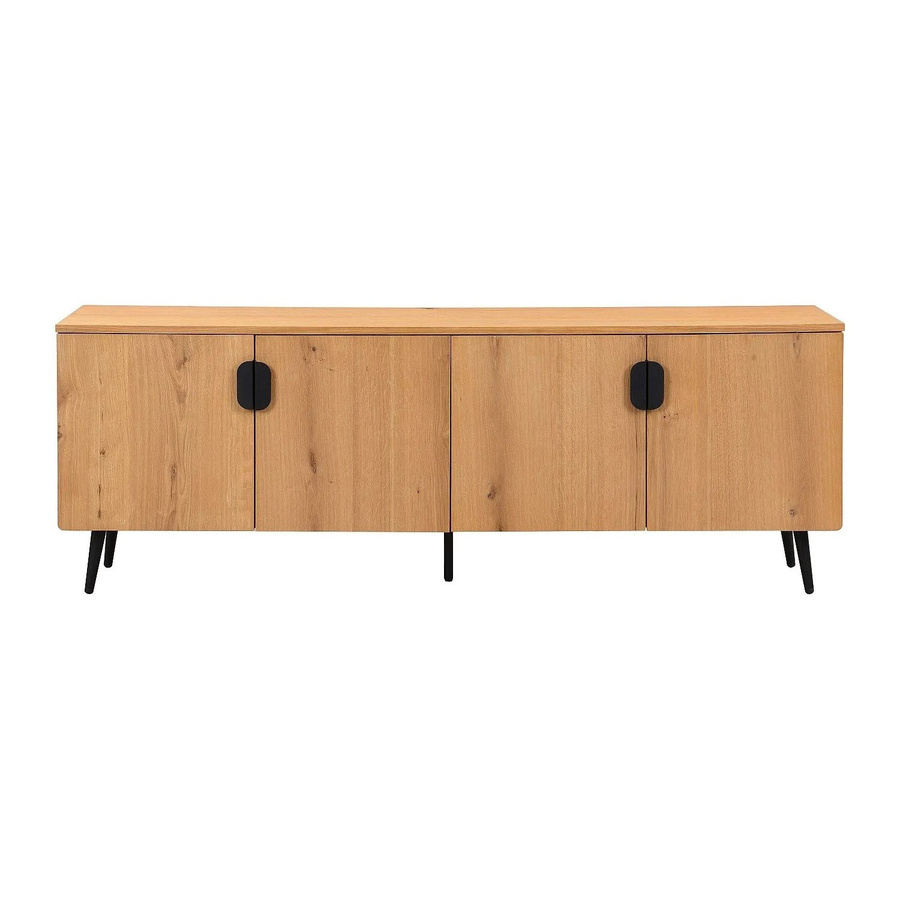 Vente-unique TV-Board Sinolo aus Eichenfurnier und Stahl in Naturfarben Hell, Breite: 160 cm - Bild 2