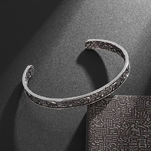 Jixiangsen Armband, Emaille Elefant, Kupfer, Silber, Unisex - Bild 1