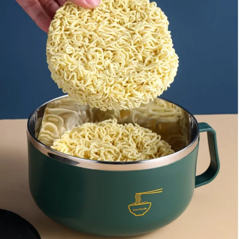 JUSTINLAU Ramen-Schüssel aus Edelstahl 304 mit Deckel, hitzebeständige Nudelschüssel für Instant-Nudeln und Herd, Geschirr in Blau oder Grün - Bild 3