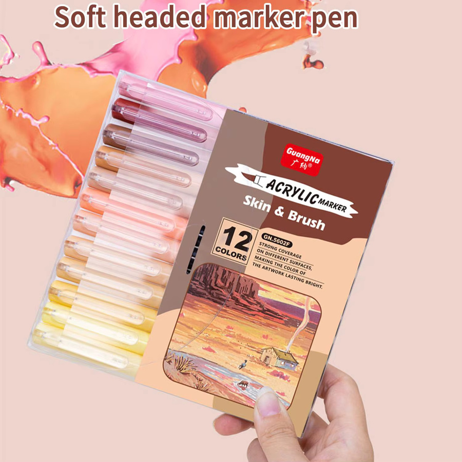 Acryl-Farbmarker mit weicher Pinselspitze in Multicolour für Steine, Fliesen, Glas, Keramik und Holz - Bild 2