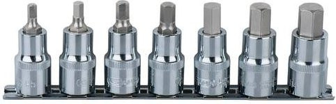 KS Tools CHROMEplus Bit-Stecknuss-Satz Innensechskant 7-teilig 5-14mm kurz 1/2" in Silber - Bild 1