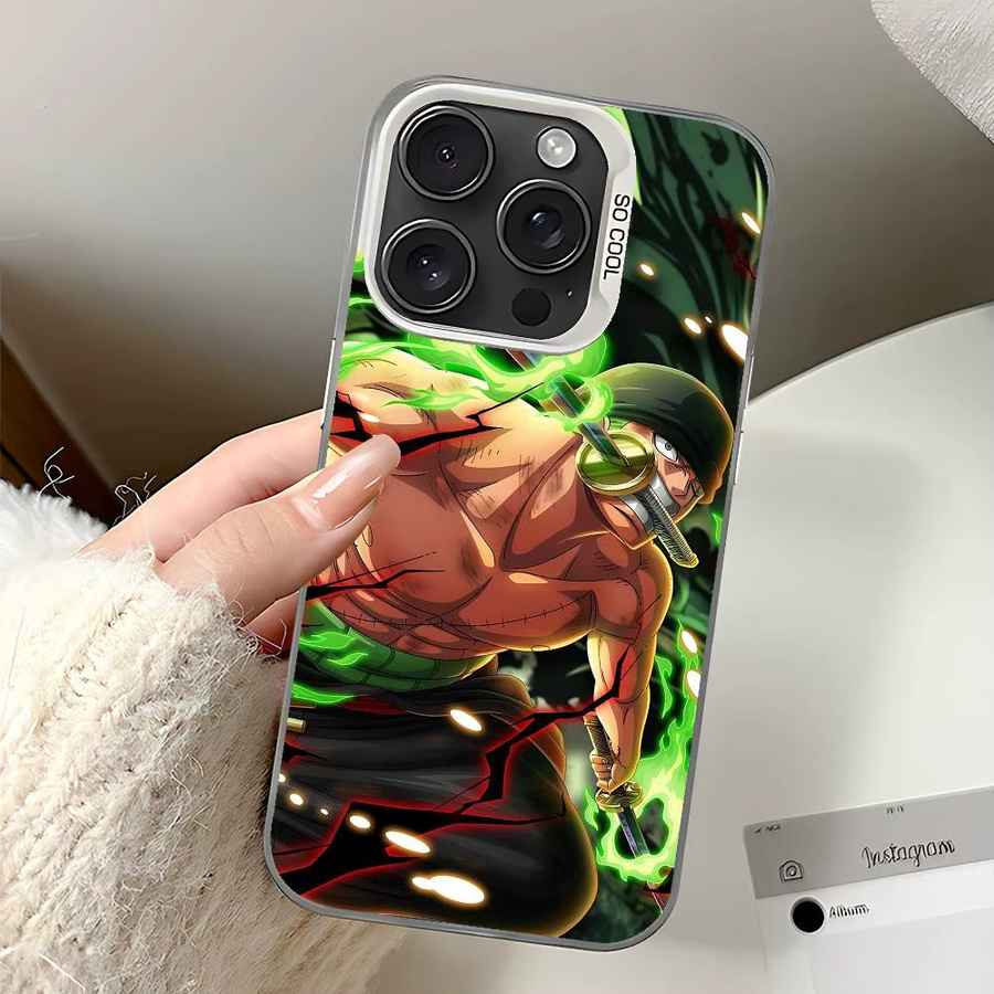 One Piece Roronoa Zoro Stoßfeste Handyhülle für iPhone 11 bis 17 Pro Max in Silber und Multicolour - Bild 5