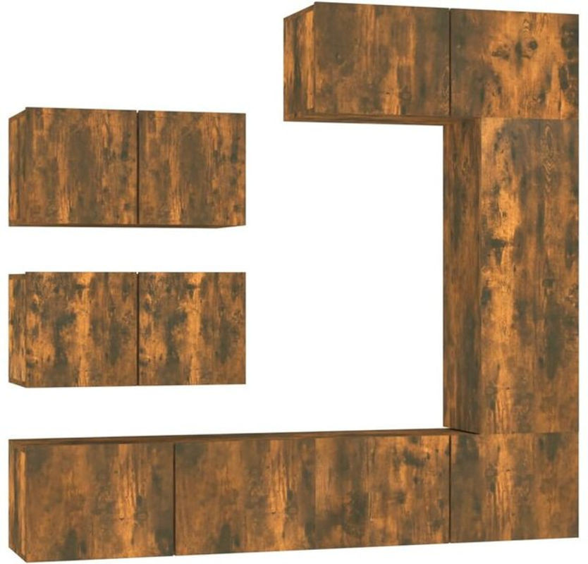 Vidaxl 6-teiliges TV-Schrank-Set aus Holzwerkstoff in Räuchereiche, Farben Braun und Grau, im klassischen Industrial-Design - Bild 1