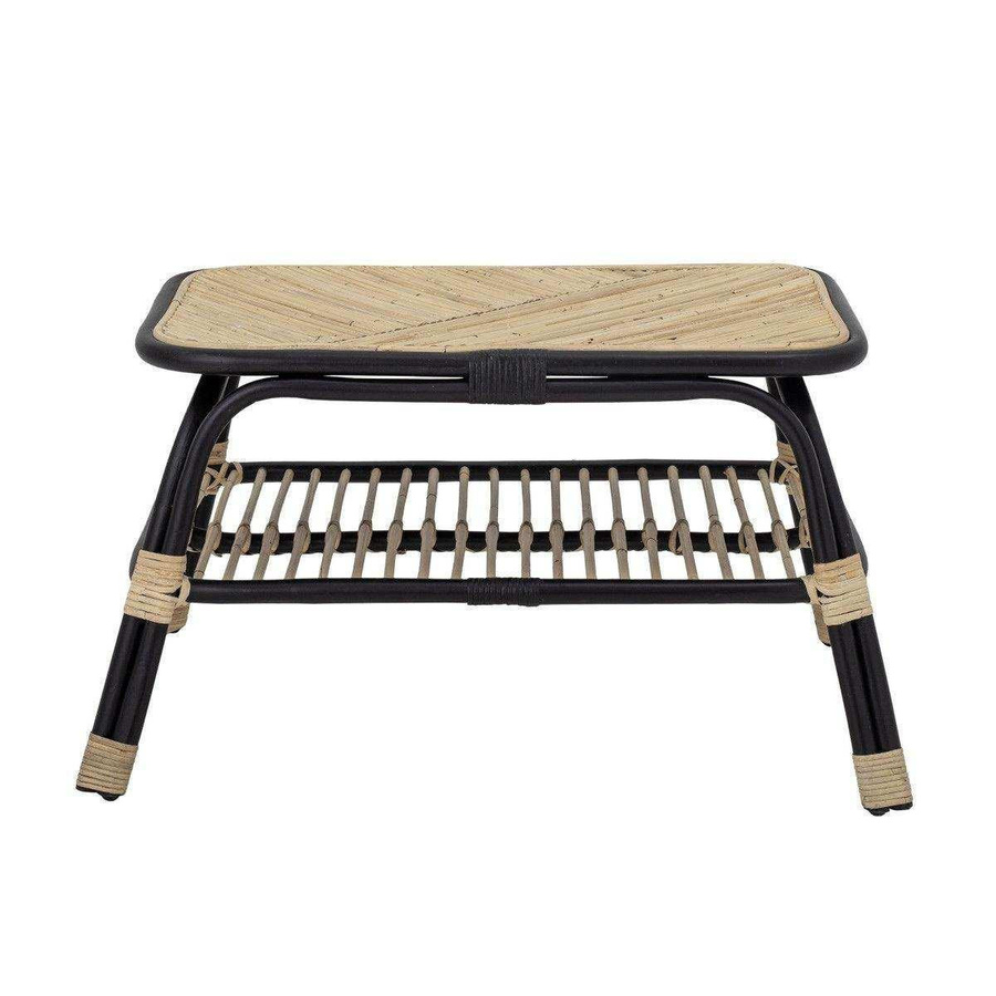 Bloomingville Beistelltisch Loue in Schwarz mit Rattan-Design im Retro-Stil, Höhe: 54 cm, Breite: 42 cm, Tiefe: 42 cm - Bild 1