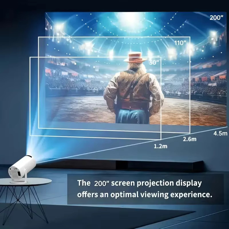 MAOHUTER Mini-Projektor mit WLAN und Bluetooth, Full HD tragbarer Heimkino-Projektor mit 200 ANSI Lumen und 210 Grad drehbarem Ständer, Weiß - Bild 3