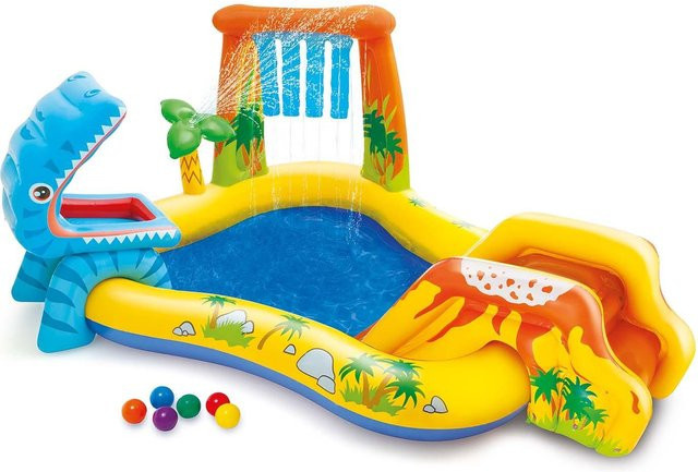 Intex Aufblasbarer Dinosaurier Spielplatz mit Rutsche und Sprühfunktion, Mehrfarbig, B/T/H: 249 x 191 x 109 cm - Bild 1