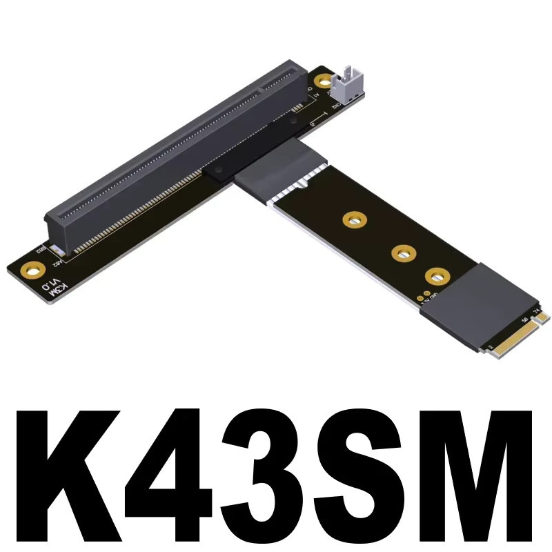 ADT-Link K43 Gen4 M.2 NVMe auf PCIe 4.0 x16 Riser Adapter, 90 Grad Winkel, Schwarz - Bild 3
