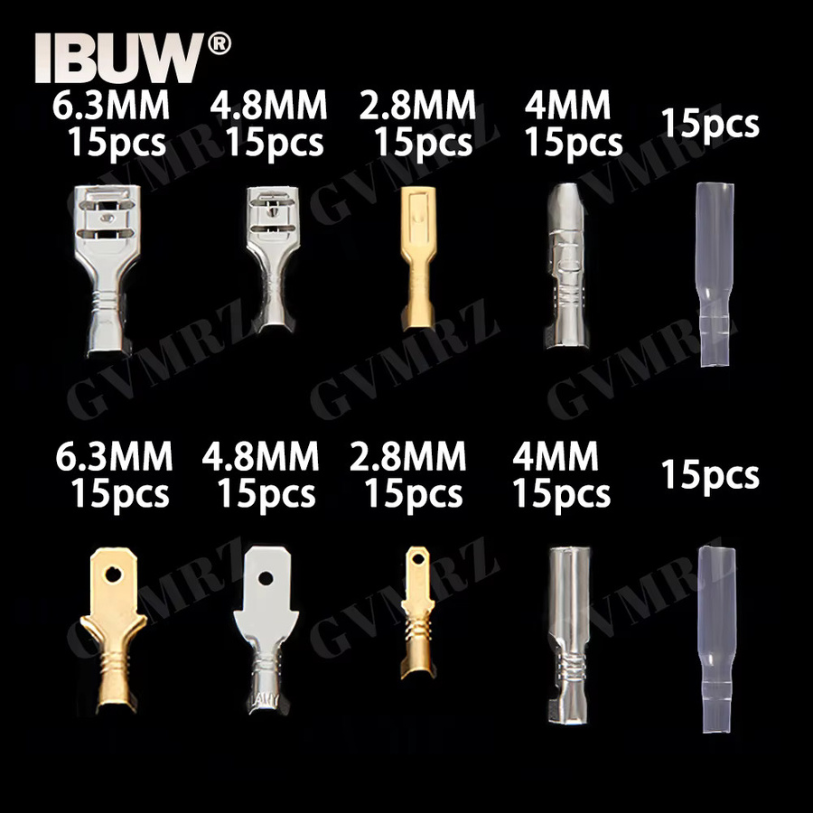 150 Stück Kaltpress-Terminal-Kit mit Steckverbindern 6,3 mm, 4,8 mm, 2,8 mm und 4 mm Buchsenklemmen in Silber und Gold - Bild 3