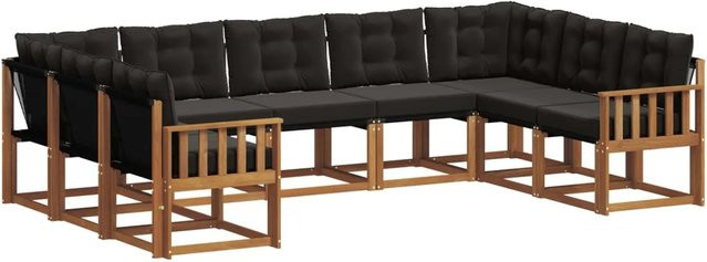 vidaXL Outdoor-Sofagarnitur aus Akazienholz in L-Form mit Textilene und Kissen, 29-teiliges Set, Schwarz/Natur - Bild 1