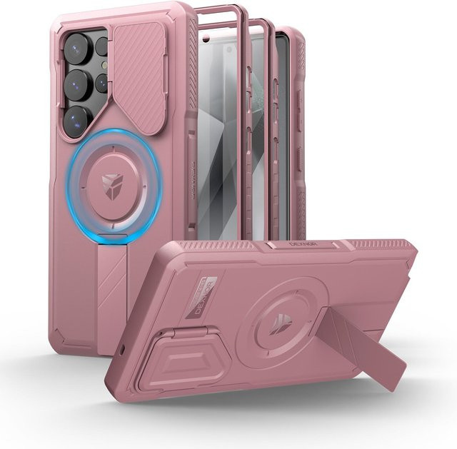 Dexnor Schutzhülle für Samsung Galaxy S25 Ultra in Pink, robust und stoßfest mit schiebbarer Kameraabdeckung, integriertem Displayschutz und Ständer - Bild 1