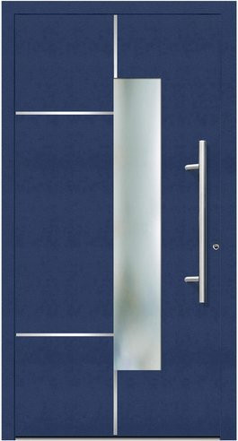 KNOCK Flügelüberdeckende Kunststoff-Haustür Terra in Stahlblau mit Glaseinsatz und RC2-Schutz - Bild 1
