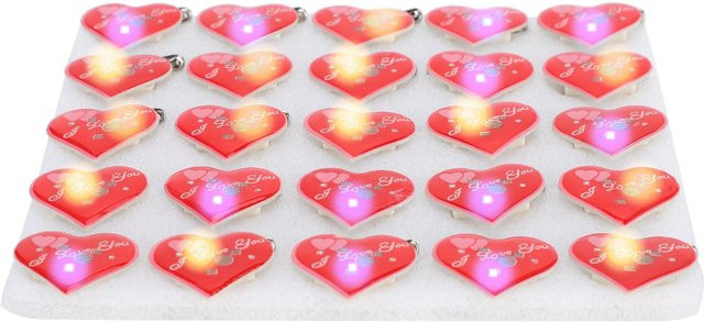 25 Stück GoolRC Herzförmige LED Weihnachtsbroschen in Pink als Anstecknadel für DIY Basteln und Kleiderdeko - Bild 1