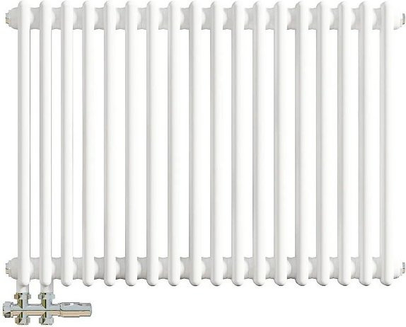 AICA Traditioneller 2 Spalten Heizkörper im Gusseisenstil, Weiß, B: 60 cm, H: 83 cm - Bild 1