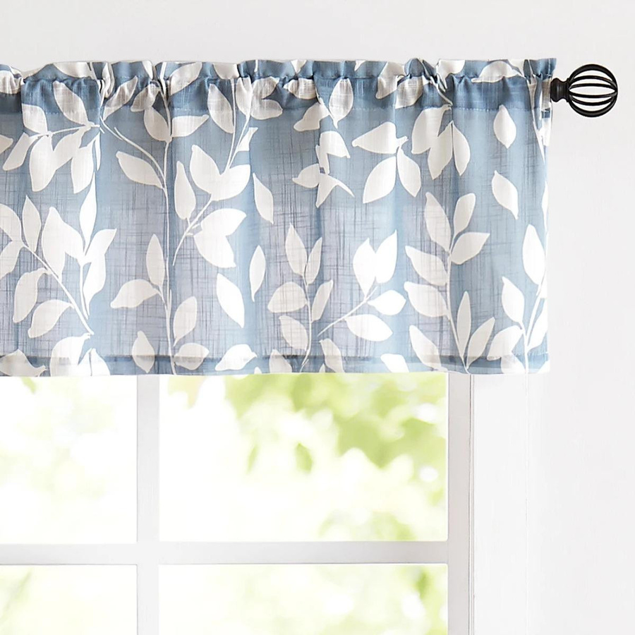 Blättervorhang Set für Küche und Haushalt mit floralem Design, halbtransparent, moderner Stil, B/H: 132 x 38 cm und 68 x 91 cm - Bild 1