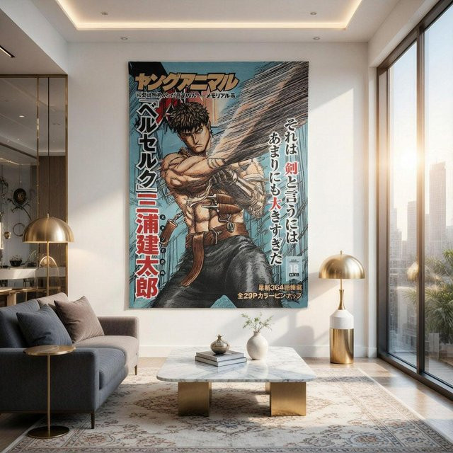 Berserk Guts Wandteppich von JMG Household Supplies, Klassischer Dark Fantasy Anime Wandbehang in Multicolour, Breite: 40 cm, Höhe: 60 cm - Bild 1