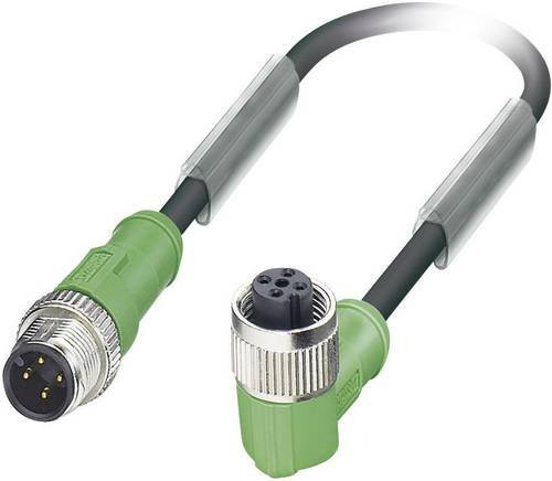 Phoenix Contact 1668483 Sensor-Aktor-Steckverbinder M12 Stecker gerade und Buchse gewinkelt, grün, Kabellänge: 0,60 m - Bild 1