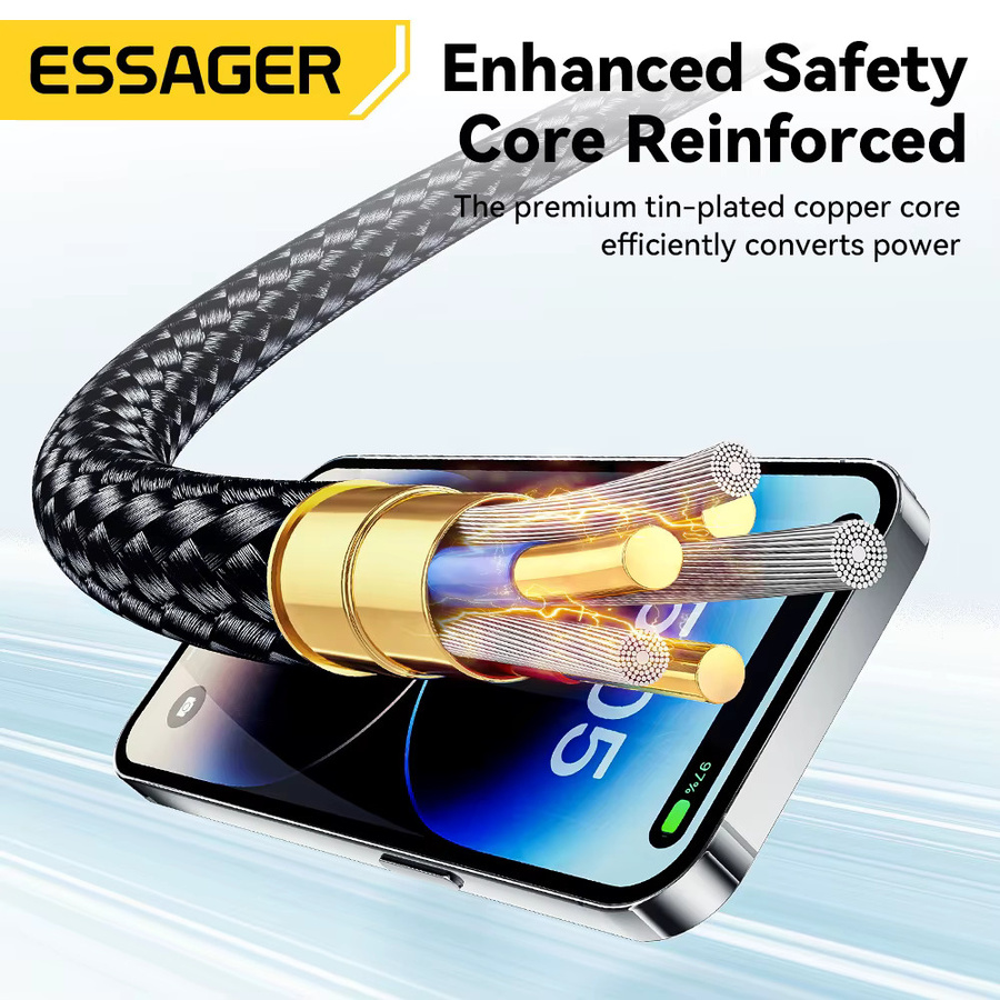ESSAGER USB-C auf Lightning Schnellladekabel 29W in Schwarz für iPhone 14 13 12 11 Pro XS 8 Datenkabel - Bild 4