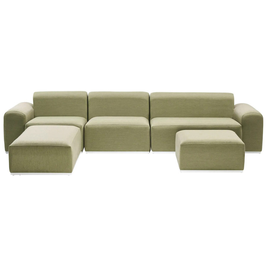 Beliani Lounge Set BATTIFOLLO in Olivgrün mit 3-Sitzer Sofa, Ottoman und Polsterkissen aus Aluminium und Olefin-Stoff - Bild 2