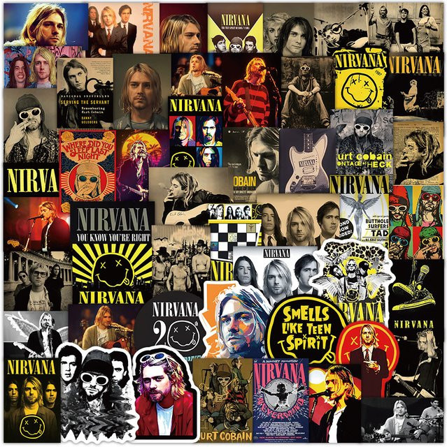 52 Stück Nirvana Band Aufkleber Set in Multicolour für Laptops, Handyhüllen und Gitarren von Papery Pop Store - Bild 1