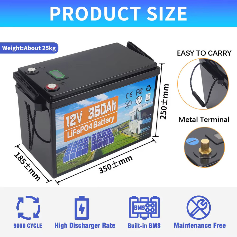 Likctt LiFePO4 Batterie 12V 350Ah Lithium-Eisenphosphat-Akku mit 4S 100A BMS für Wohnmobile und Heimenergiespeicher - Bild 2
