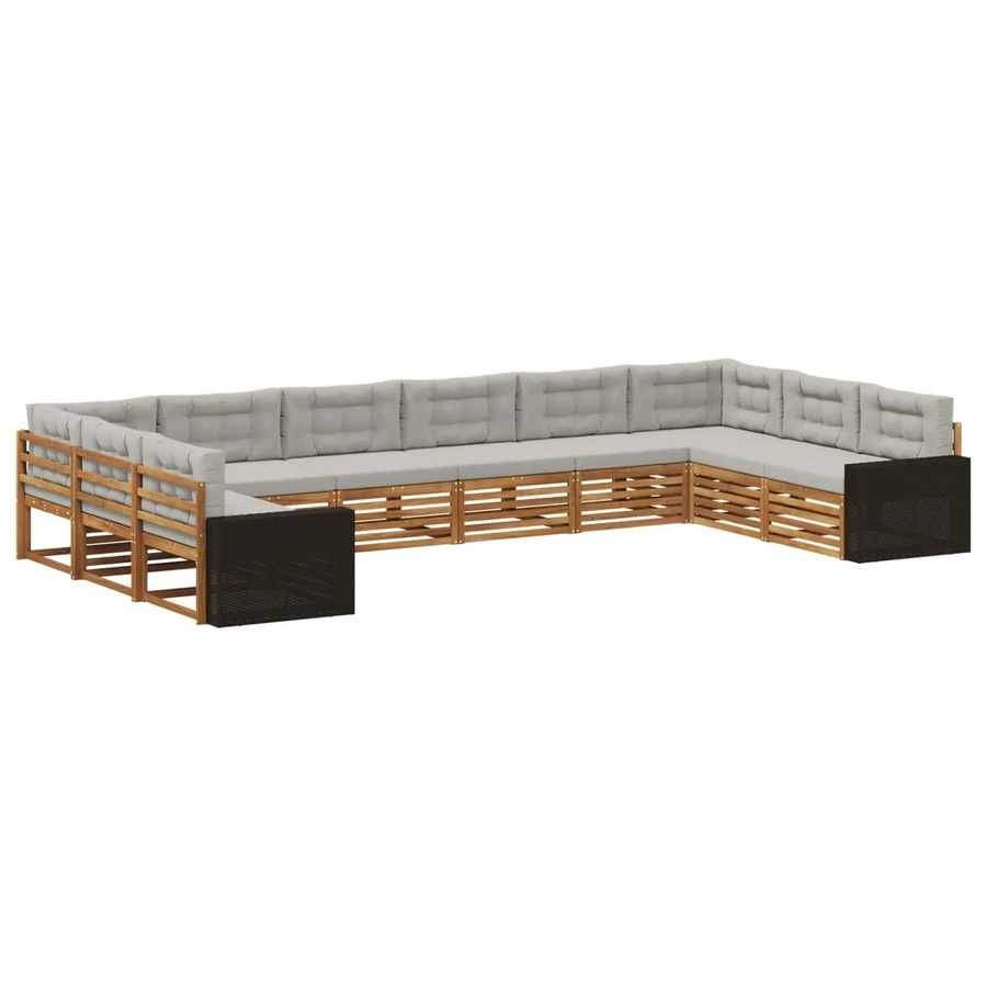 vidaXL Sofagarnitur aus Massivholz Akazie mit 10 Kissen im modernen Latten-Design - Bild 2