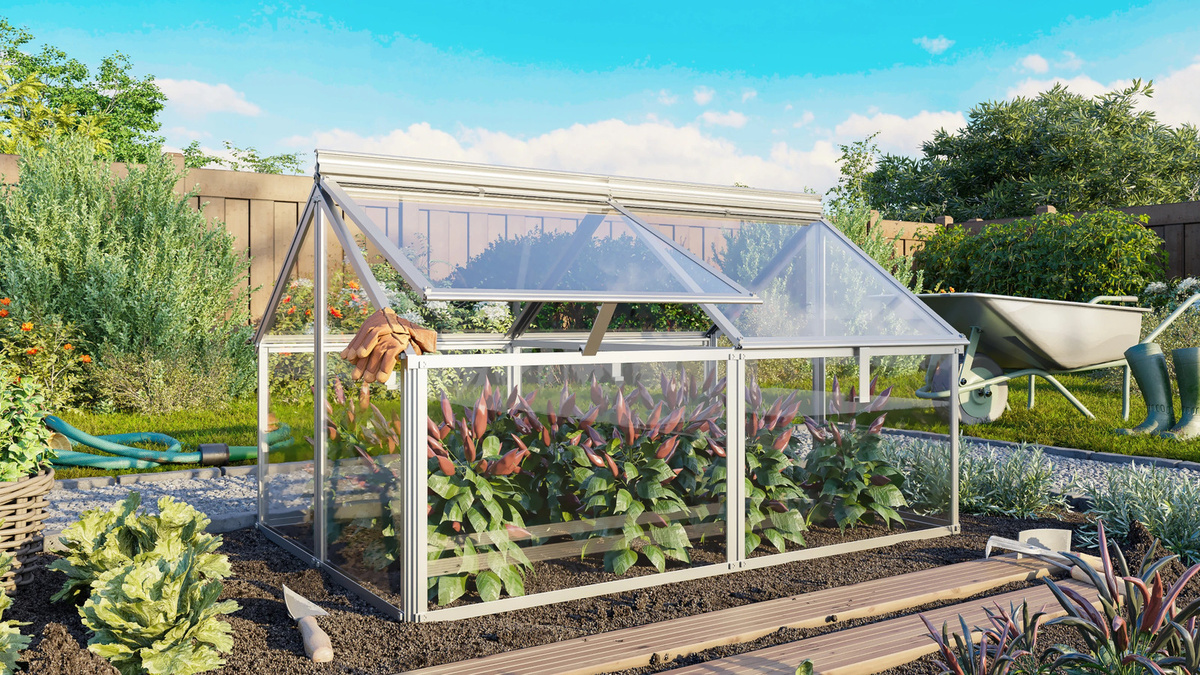 Vitavia Frühbeet Gaia Jumbo aus Aluminium mit ESG-Glas in Silber, B: 83 cm, T: 119 cm, H: 72 cm - Bild 4