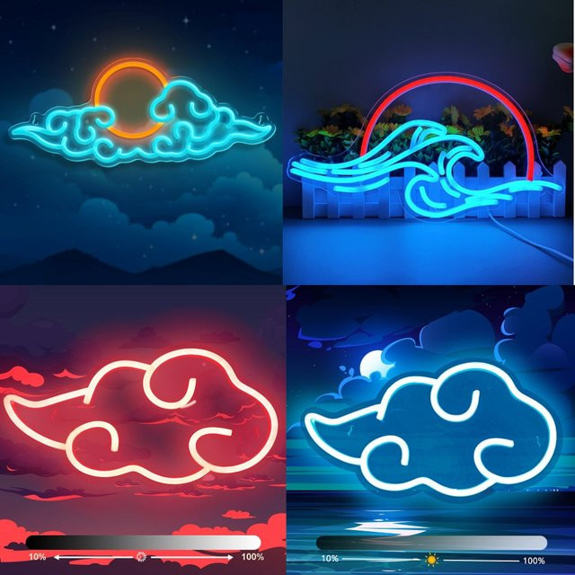 Modernes Wolken-Neonschild als LED-Wanddekoration mit USB-Betrieb für das Kinderzimmer - Bild 1