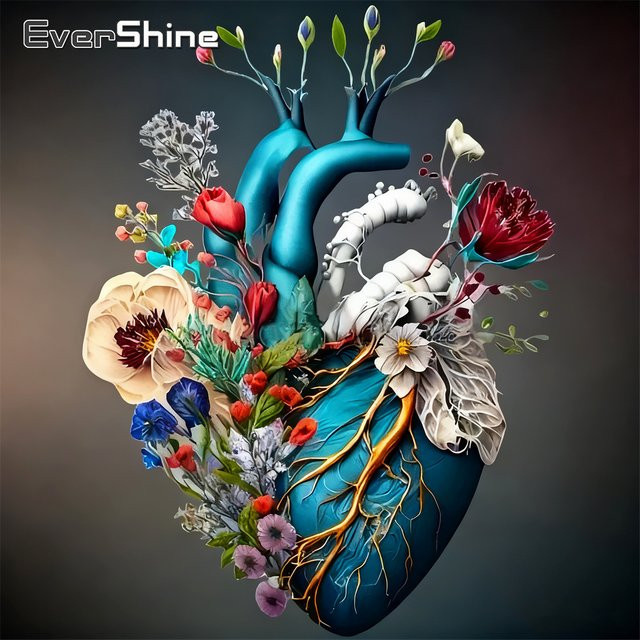 EverShine 5D DIY Diamantmalerei Herz-Orgel mit floralem Motiv, Mosaik-Stickerei für Kinder in Multicolour, runde Diamanten - Bild 1