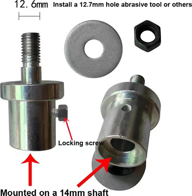 LISM Motorwellenadapter 14mm auf 12,6mm Flachwellenkupplung mit wasserdichtem Wellenkopf in Silber für Edelsteinbearbeitungsmaschinen - Bild 1
