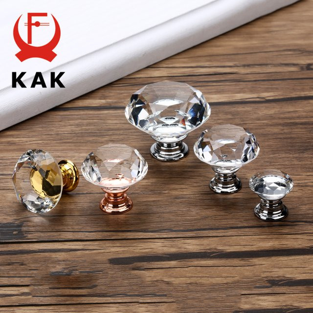 KAK Kristallglas-Knöpfe in Diamantform, Silber und Transparent, für Schrank, Schublade und Tür - Bild 1