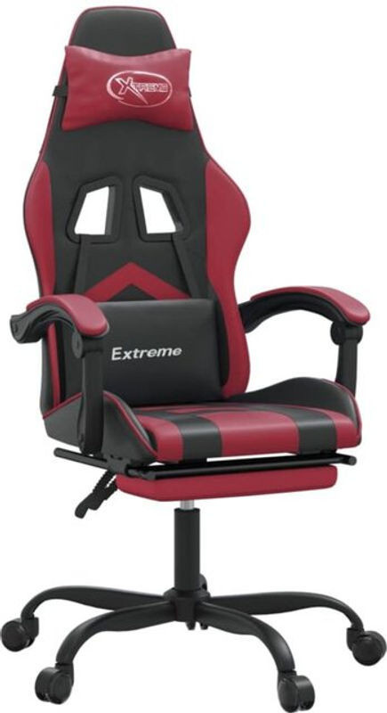 vidaxl Gamingstuhl mit Fußstütze aus Kunstleder in Schwarz und Rot - Bild 1
