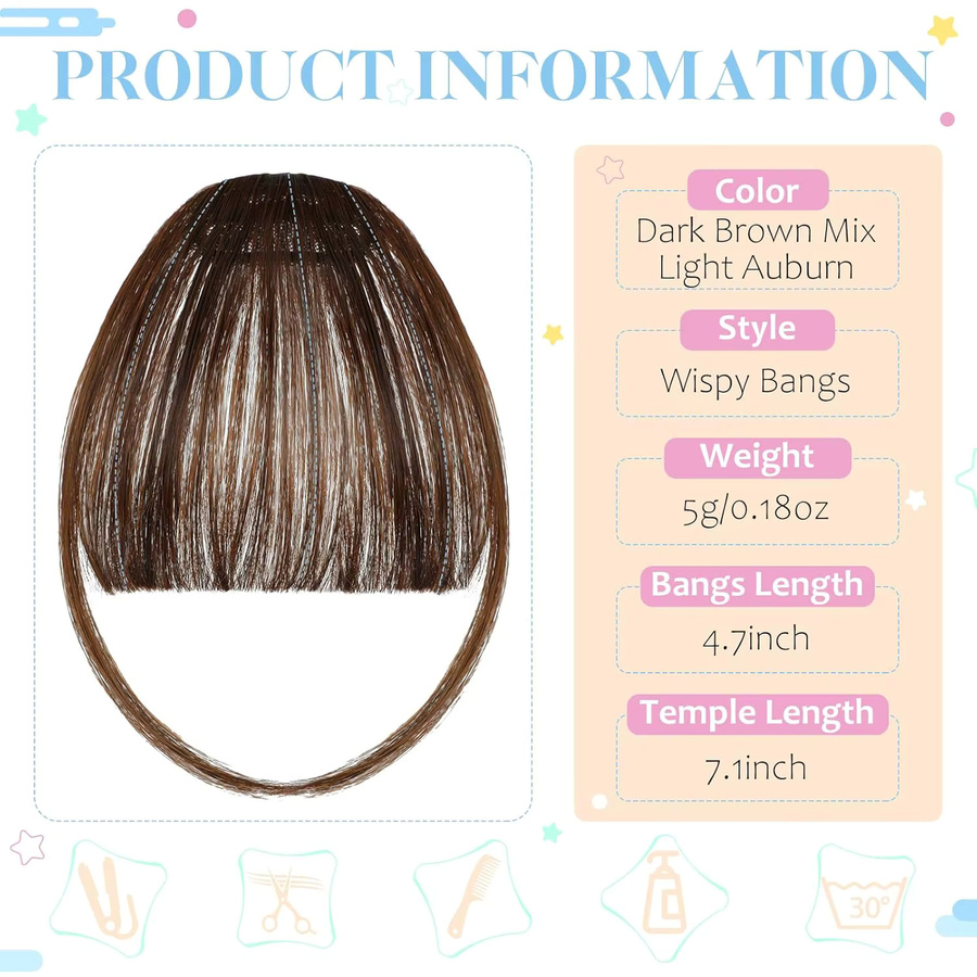 G&T Wig Synthetische Clip-on-Pony Wispy Bangs, Unisex - Bild 2
