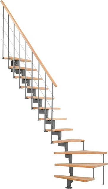Minka Raumspartreppe Style Turn in Buche mit silberfarbenem Design für eine Geschosshöhe bis 304 cm - Bild 1