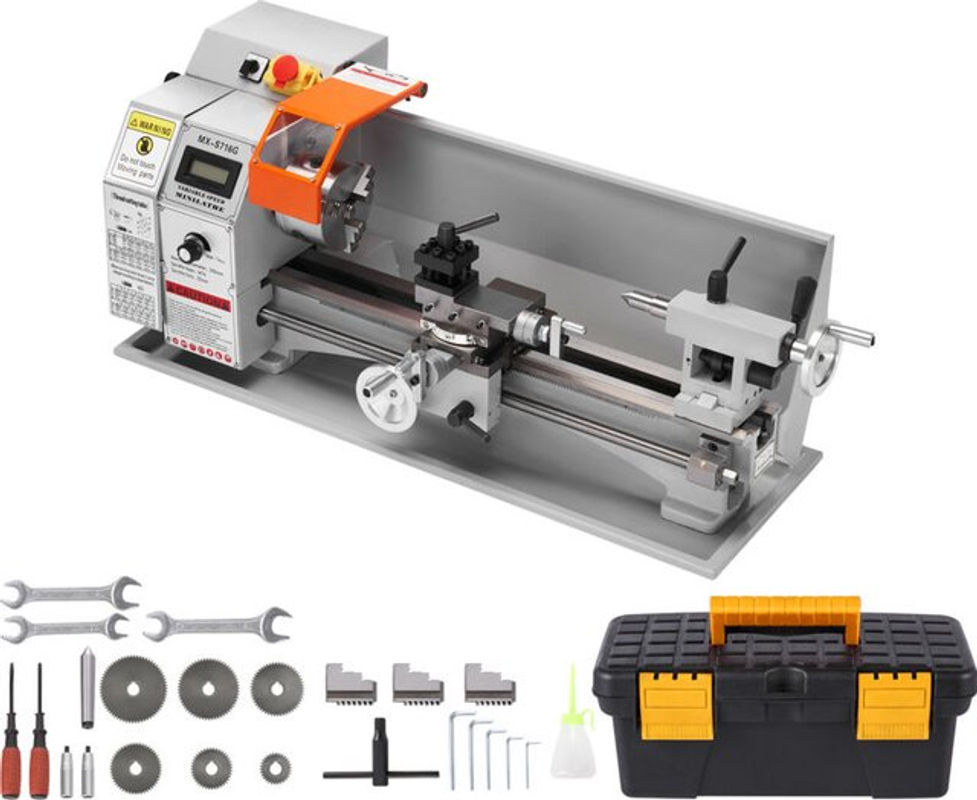 VEVOR Mini Metalldrehmaschine Tischdrehbank mit 800W Leistung und stufenloser Drehzahlregelung von 150-2500 U/min inklusive 3-Backen-Spannfutter und Werkzeugkiste - Bild 2